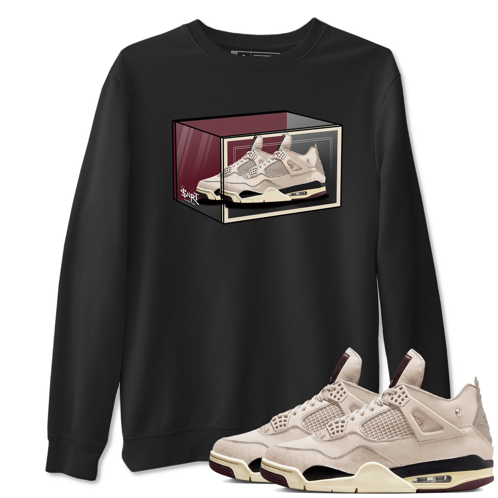 4s A Ma Maniere x Fossil Stone shirts to match jordans Shoe Box sneaker match tees Air Jordan 4 A Ma Maniere x Fossil Stone match shoes to clothes SNRT Sneaker Tees unisex cotton Black 1 shirts