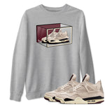 4s A Ma Maniere x Fossil Stone shirts to match jordans Shoe Box sneaker match tees Air Jordan 4 A Ma Maniere x Fossil Stone match shoes to clothes SNRT Sneaker Tees unisex cotton Heather Grey 1 shirts