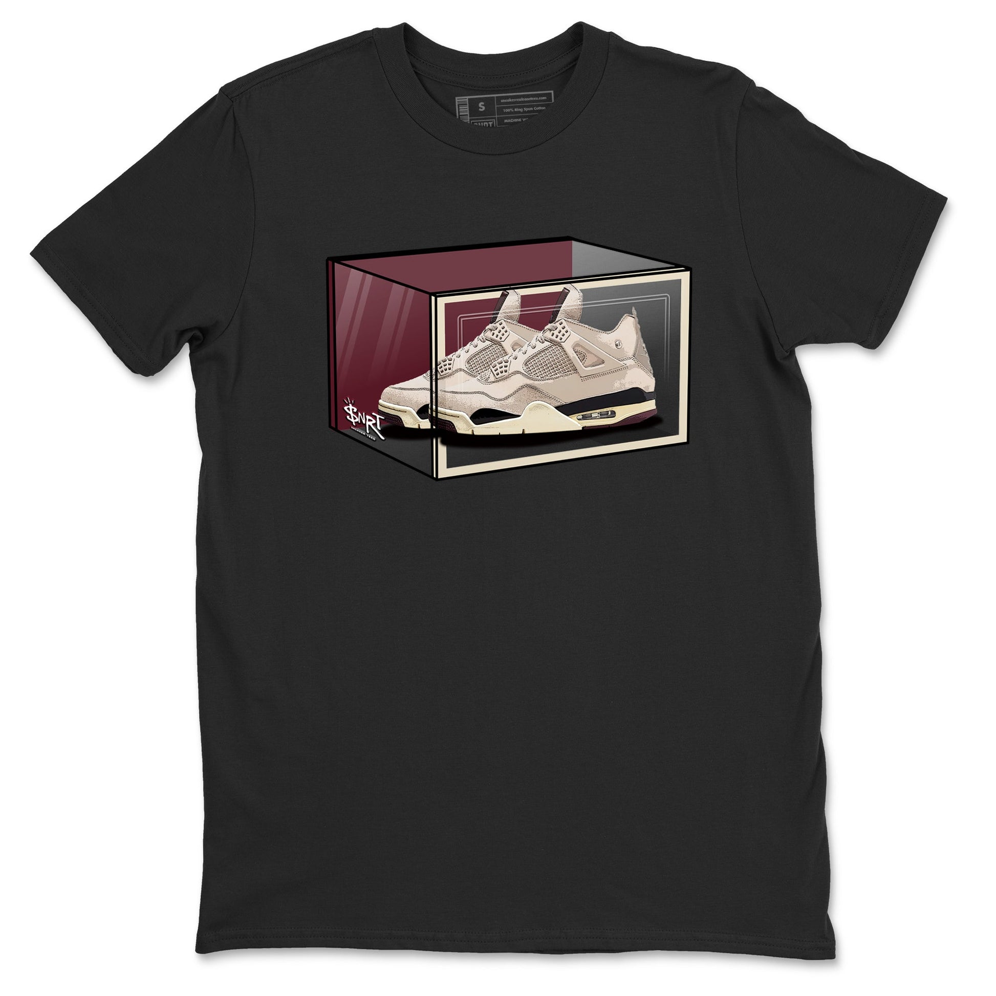 4s A Ma Maniere x Fossil Stone shirts to match jordans Shoe Box sneaker match tees Air Jordan 4 A Ma Maniere x Fossil Stone match shoes to clothes SNRT Sneaker Tees unisex cotton Black 2 shirts