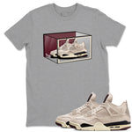 4s A Ma Maniere x Fossil Stone shirts to match jordans Shoe Box sneaker match tees Air Jordan 4 A Ma Maniere x Fossil Stone match shoes to clothes SNRT Sneaker Tees unisex cotton Heather Grey 1 shirts