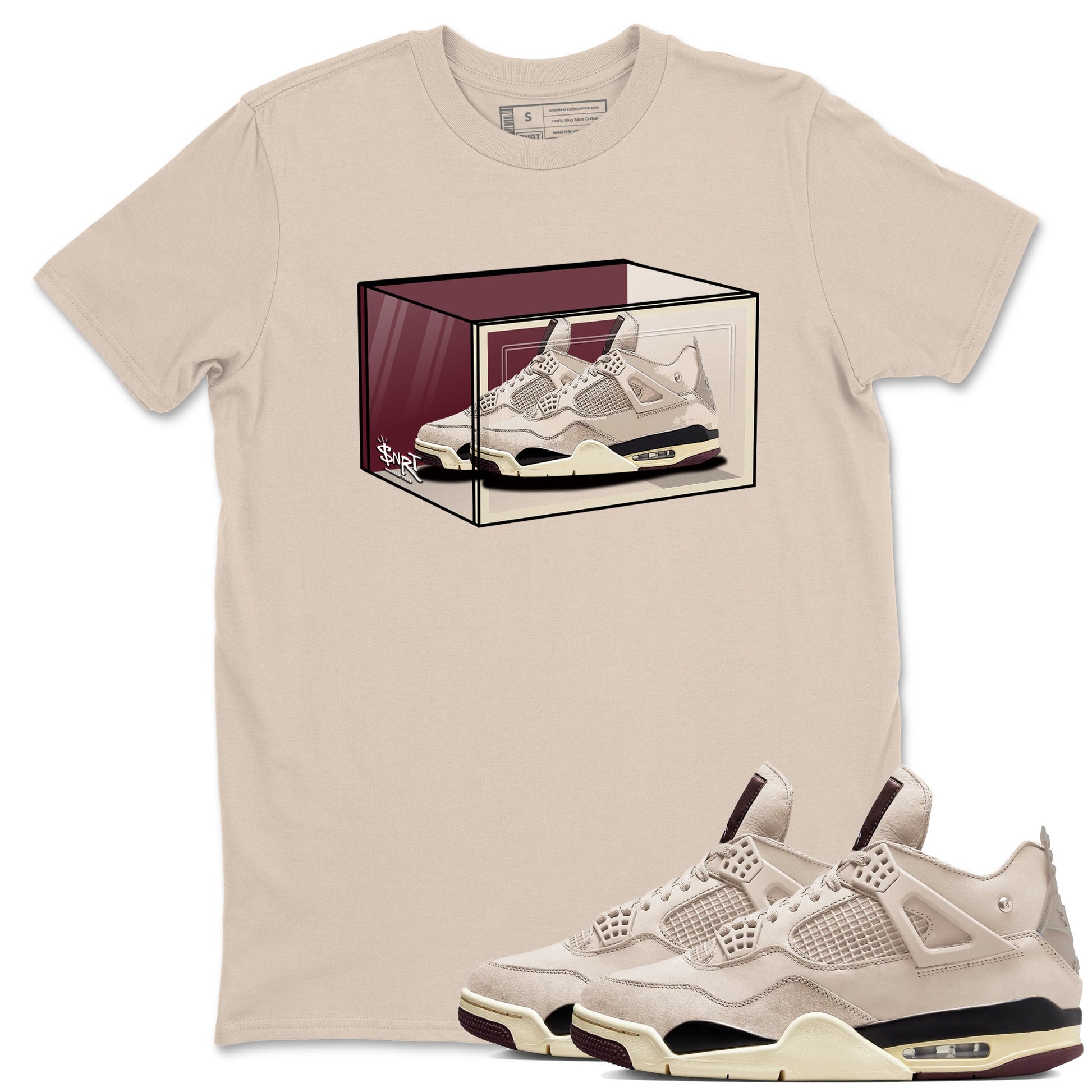 4s A Ma Maniere x Fossil Stone shirts to match jordans Shoe Box sneaker match tees Air Jordan 4 A Ma Maniere x Fossil Stone match shoes to clothes SNRT Sneaker Tees unisex cotton Sand 1 shirts