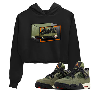 Sneaker match tees – Sneaker Tees To Match Undefeated inspired colorways Air Jordan 4 OG Olive Shoes  – Shoe Box Crop T-Shirt Black 1
