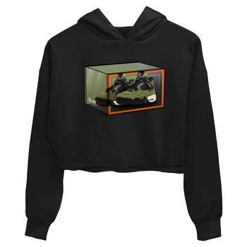 Sneaker match tees – Sneaker Tees To Match Undefeated inspired colorways Air Jordan 4 OG Olive Shoes  – Shoe Box Crop T-Shirt Black 2