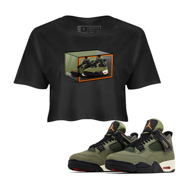 Sneaker match tees – Sneaker Tees To Match Undefeated inspired colorways Air Jordan 4 OG Olive Shoes  – Shoe Box Crop T-Shirt Black 1