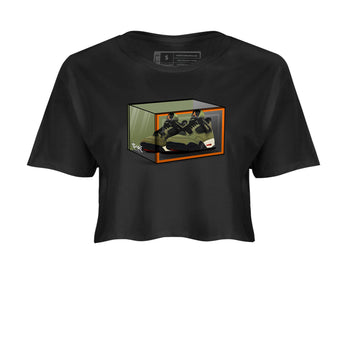 Sneaker match tees – Sneaker Tees To Match Undefeated inspired colorways Air Jordan 4 OG Olive Shoes  – Shoe Box Crop T-Shirt Black 2