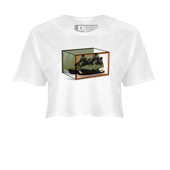 Sneaker match tees – Sneaker Tees To Match Undefeated inspired colorways Air Jordan 4 OG Olive Shoes  – Shoe Box Crop T-Shirt White 2