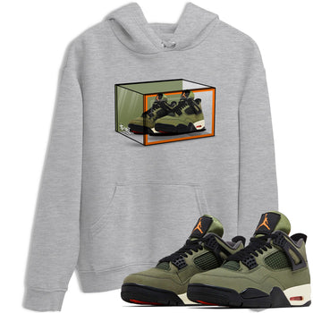Sneaker match tees – Sneaker Tees To Match Undefeated inspired colorways Air Jordan 4 OG Olive Shoes  – Shoe Box Tee Heather Grey 1