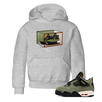 Sneaker match tees – Sneaker Tees To Match Undefeated inspired colorways Air Jordan 4 OG Olive Shoes  – Shoe Box Kids T-Shirt Heather Grey 1
