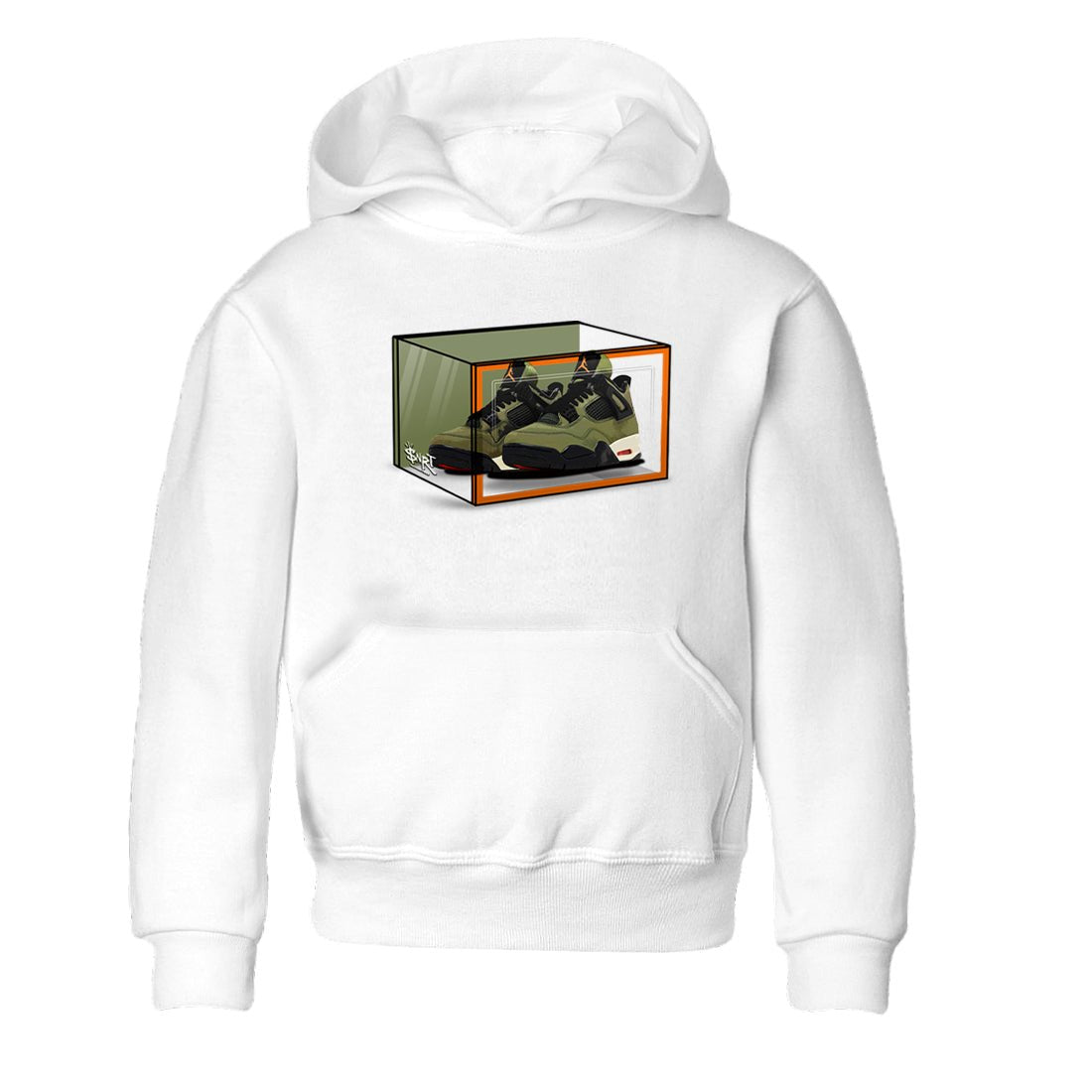 Sneaker match tees – Sneaker Tees To Match Undefeated inspired colorways Air Jordan 4 OG Olive Shoes  – Shoe Box Kids T-Shirt White 2