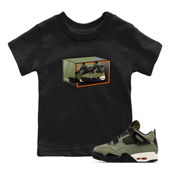 Sneaker match tees – Sneaker Tees To Match Undefeated inspired colorways Air Jordan 4 OG Olive Shoes  – Shoe Box Kids T-Shirt Black 1