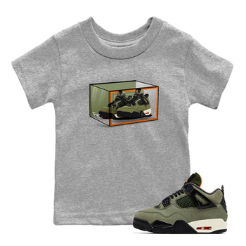Sneaker match tees – Sneaker Tees To Match Undefeated inspired colorways Air Jordan 4 OG Olive Shoes  – Shoe Box Kids T-Shirt Heather Grey 1