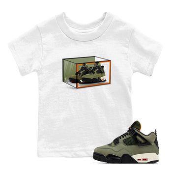 Sneaker match tees – Sneaker Tees To Match Undefeated inspired colorways Air Jordan 4 OG Olive Shoes  – Shoe Box Kids T-Shirt White 1