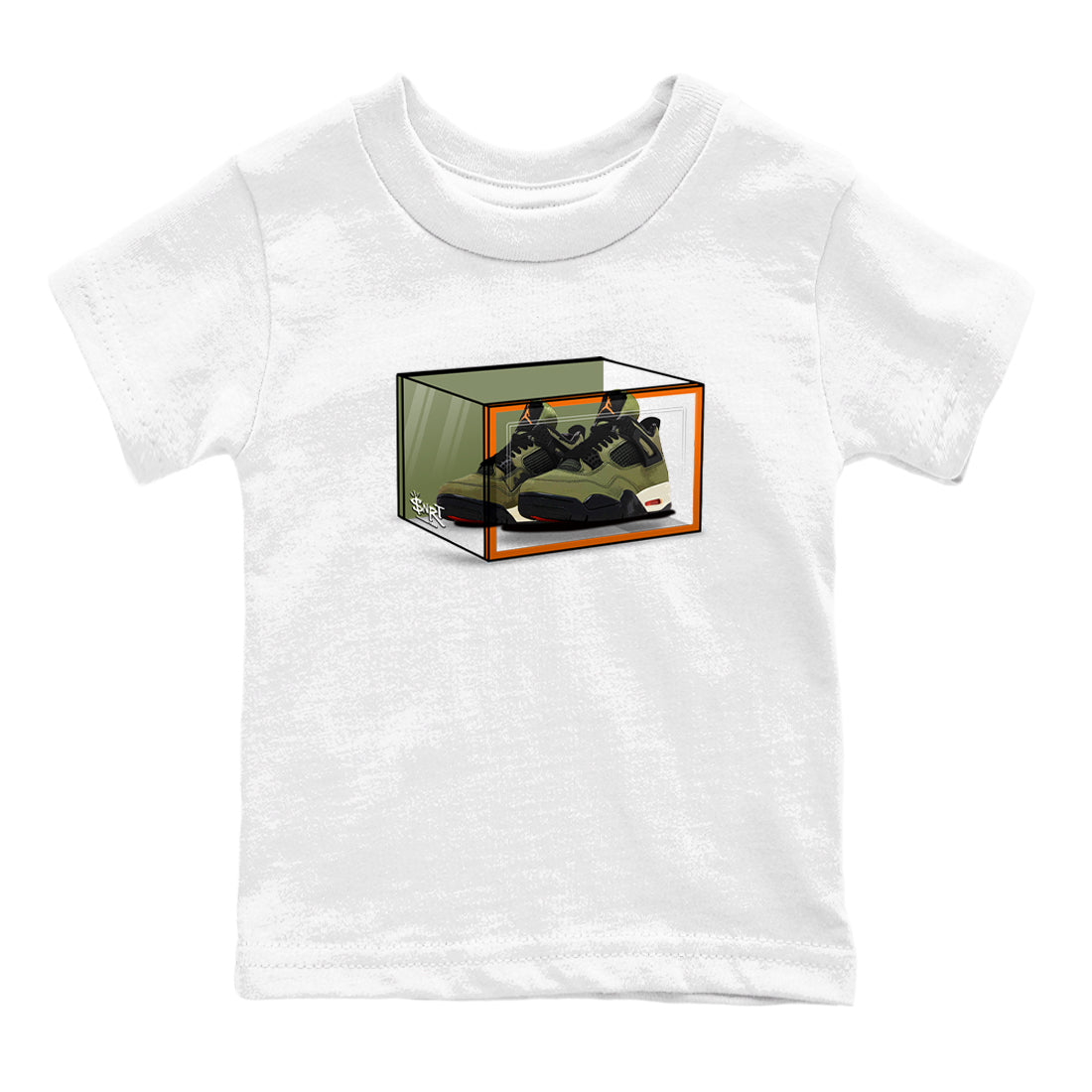 Sneaker match tees – Sneaker Tees To Match Undefeated inspired colorways Air Jordan 4 OG Olive Shoes  – Shoe Box Kids T-Shirt White 2