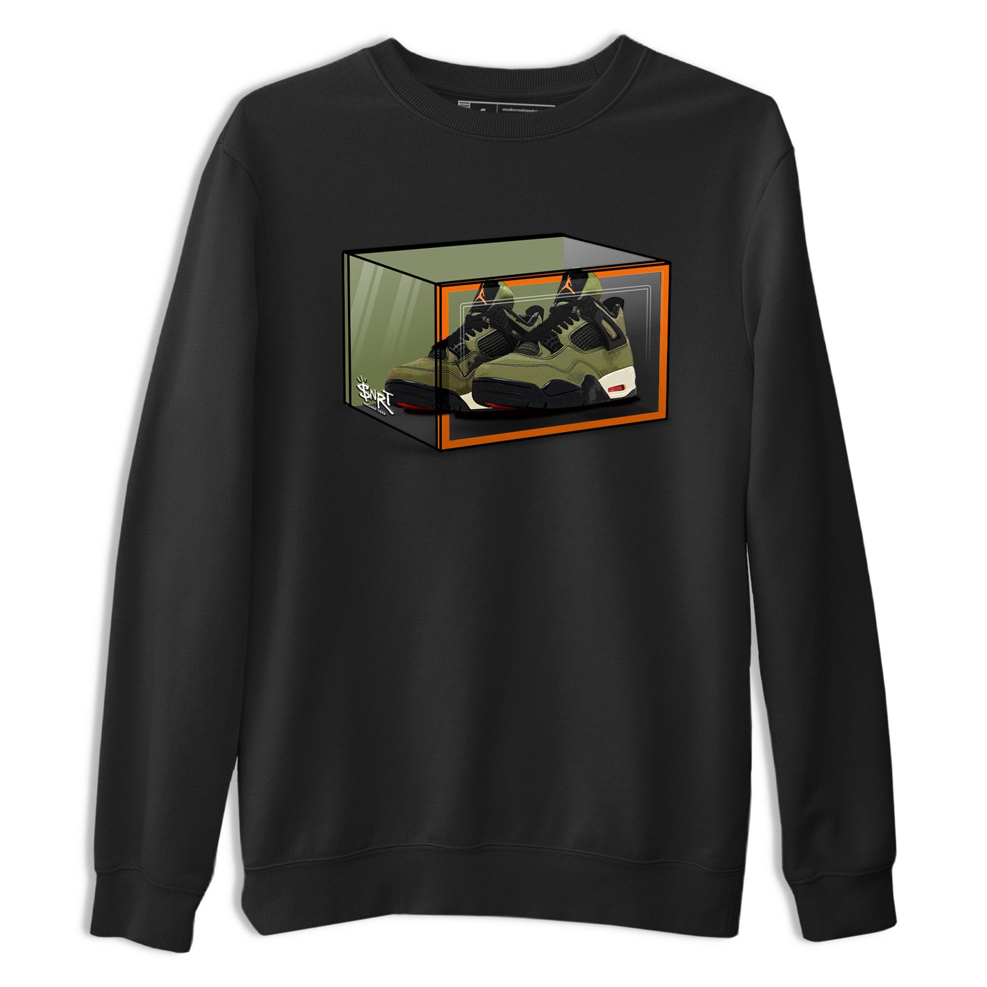 Sneaker match tees – Sneaker Tees To Match Undefeated inspired colorways Air Jordan 4 OG Olive Shoes  – Shoe Box Tee Black 2