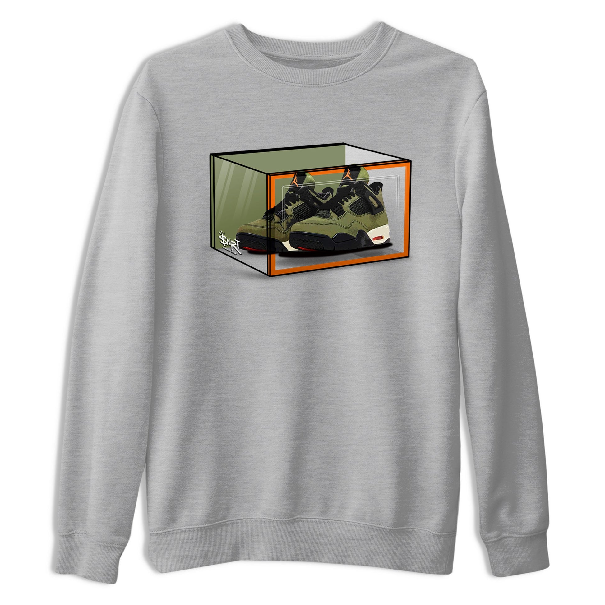 Sneaker match tees – Sneaker Tees To Match Undefeated inspired colorways Air Jordan 4 OG Olive Shoes  – Shoe Box Tee Heather Grey 2