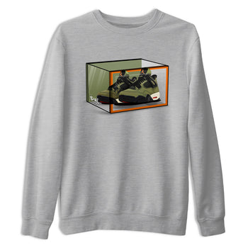 Sneaker match tees – Sneaker Tees To Match Undefeated inspired colorways Air Jordan 4 OG Olive Shoes  – Shoe Box Tee Heather Grey 2