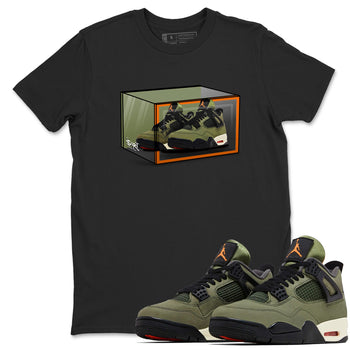 Sneaker match tees – Sneaker Tees To Match Undefeated inspired colorways Air Jordan 4 OG Olive Shoes  – Shoe Box Tee Black 1