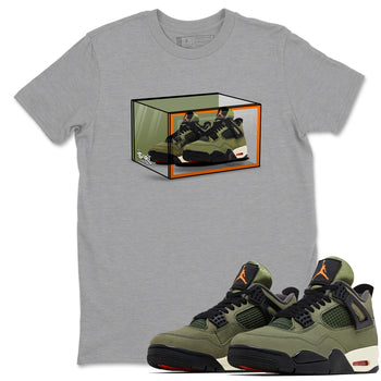 Sneaker match tees – Sneaker Tees To Match Undefeated inspired colorways Air Jordan 4 OG Olive Shoes  – Shoe Box Tee Heather Grey 1