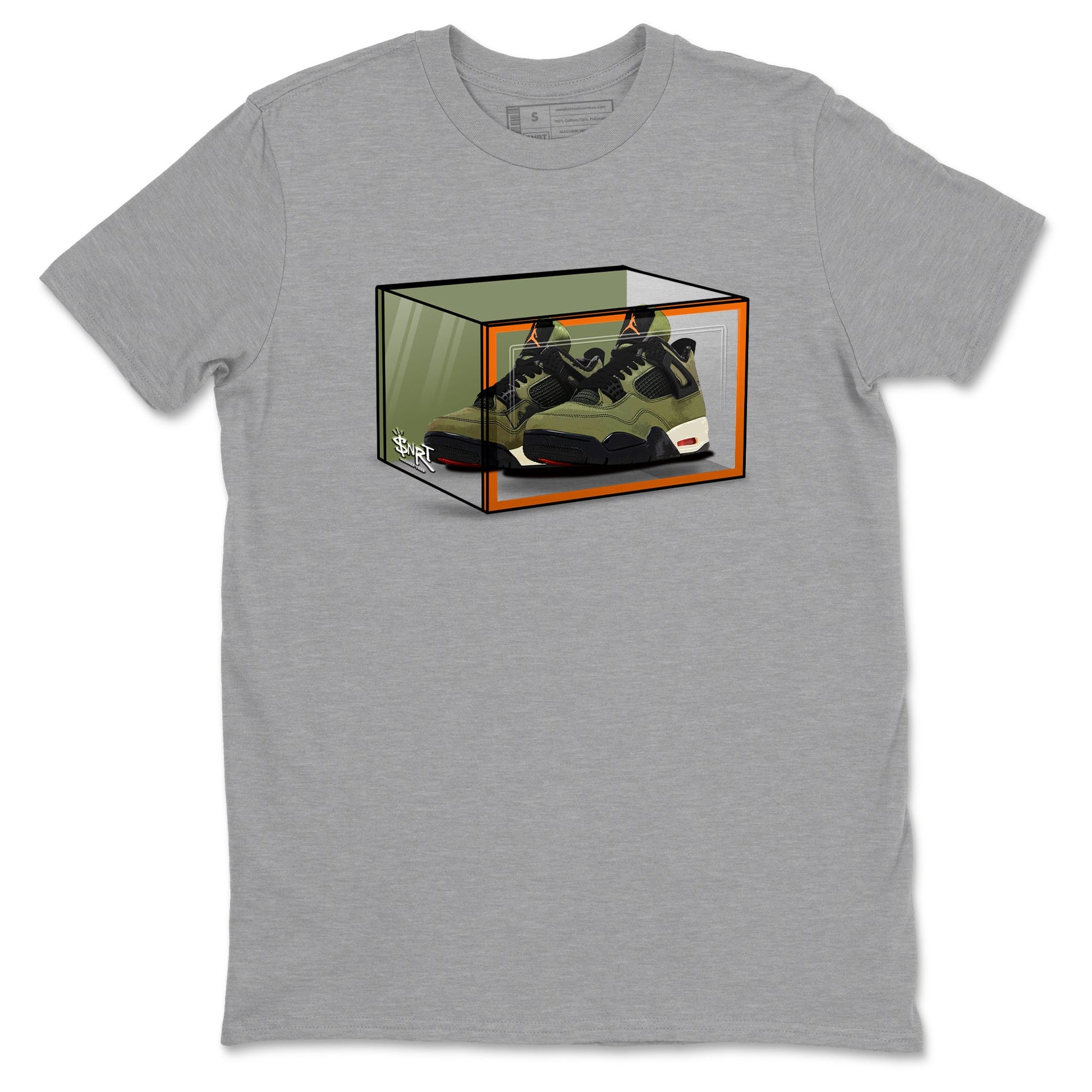 Sneaker match tees – Sneaker Tees To Match Undefeated inspired colorways Air Jordan 4 OG Olive Shoes  – Shoe Box Tee Heather Grey 2