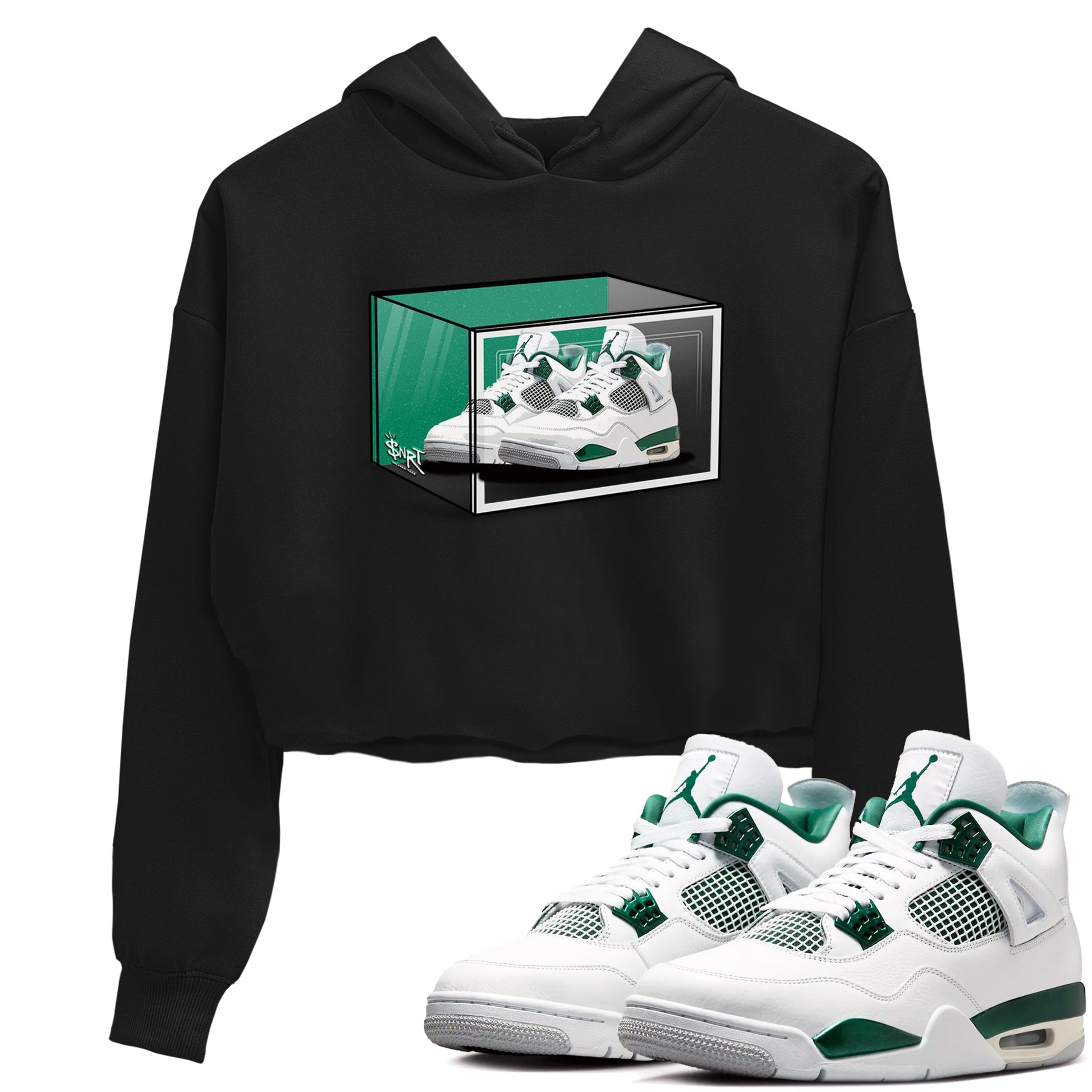 4s Oxidized Green shirts to match jordans Shoe Box sneaker match tees Air Jordan 4 Oxidized Green SNRT Sneaker Tees streetwear brand Black 1 crop tee
