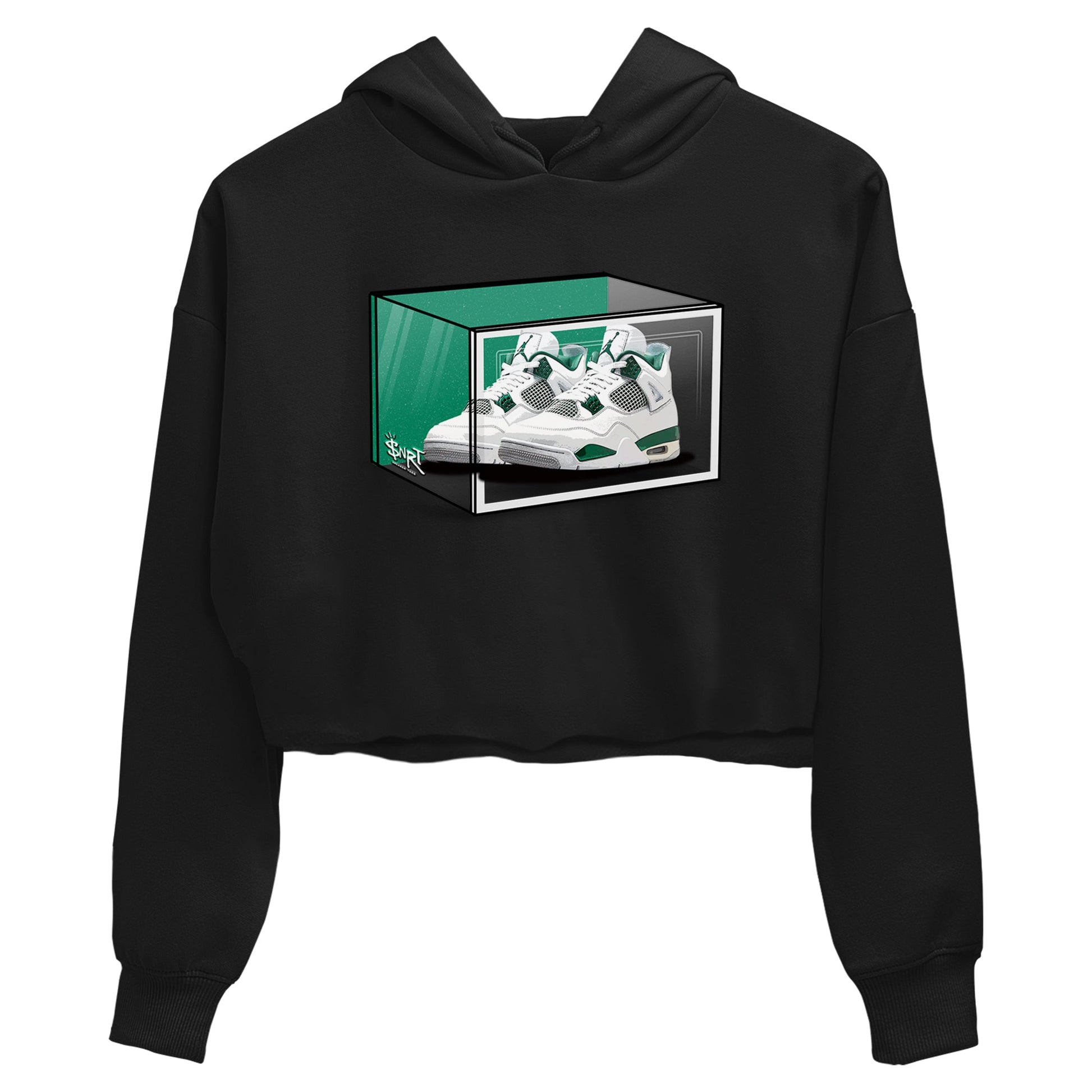 4s Oxidized Green shirts to match jordans Shoe Box sneaker match tees Air Jordan 4 Oxidized Green SNRT Sneaker Tees streetwear brand Black 2 crop tee