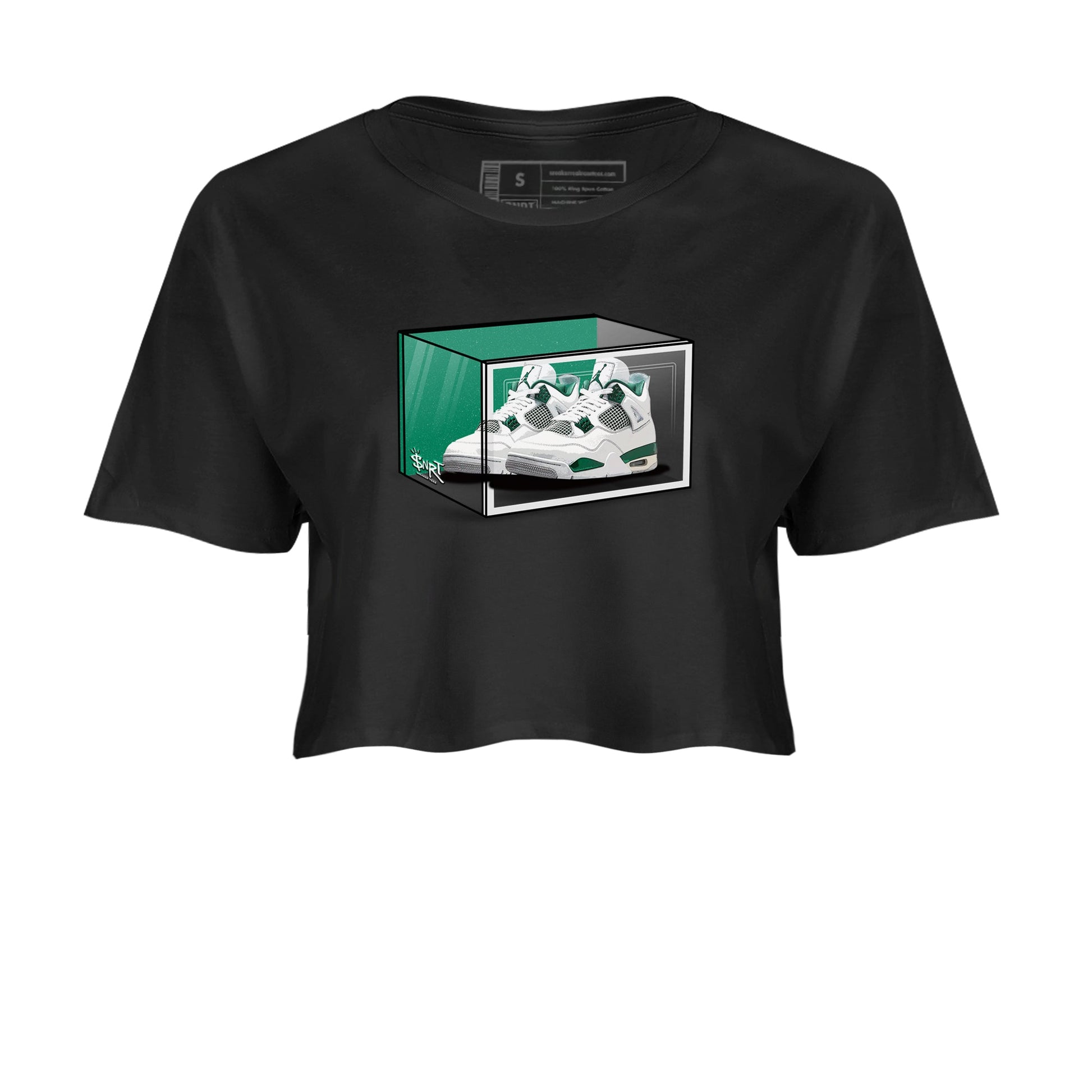 4s Oxidized Green shirts to match jordans Shoe Box sneaker match tees Air Jordan 4 Oxidized Green SNRT Sneaker Tees streetwear brand Black 2 crop tee