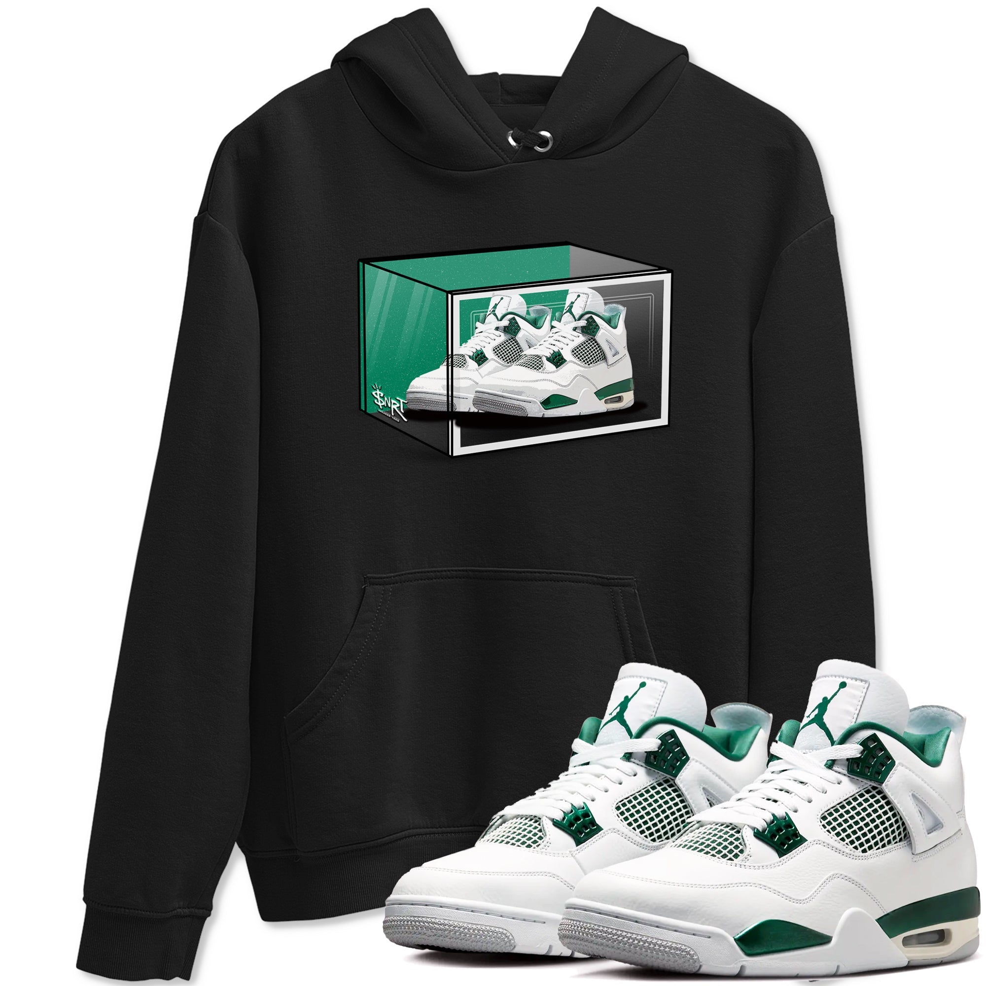 4s Oxidized Green shirts to match jordans Shoe Box sneaker match tees Air Jordan 4 Oxidized Green SNRT Sneaker Tees streetwear brand Black 1 unisex cotton tee