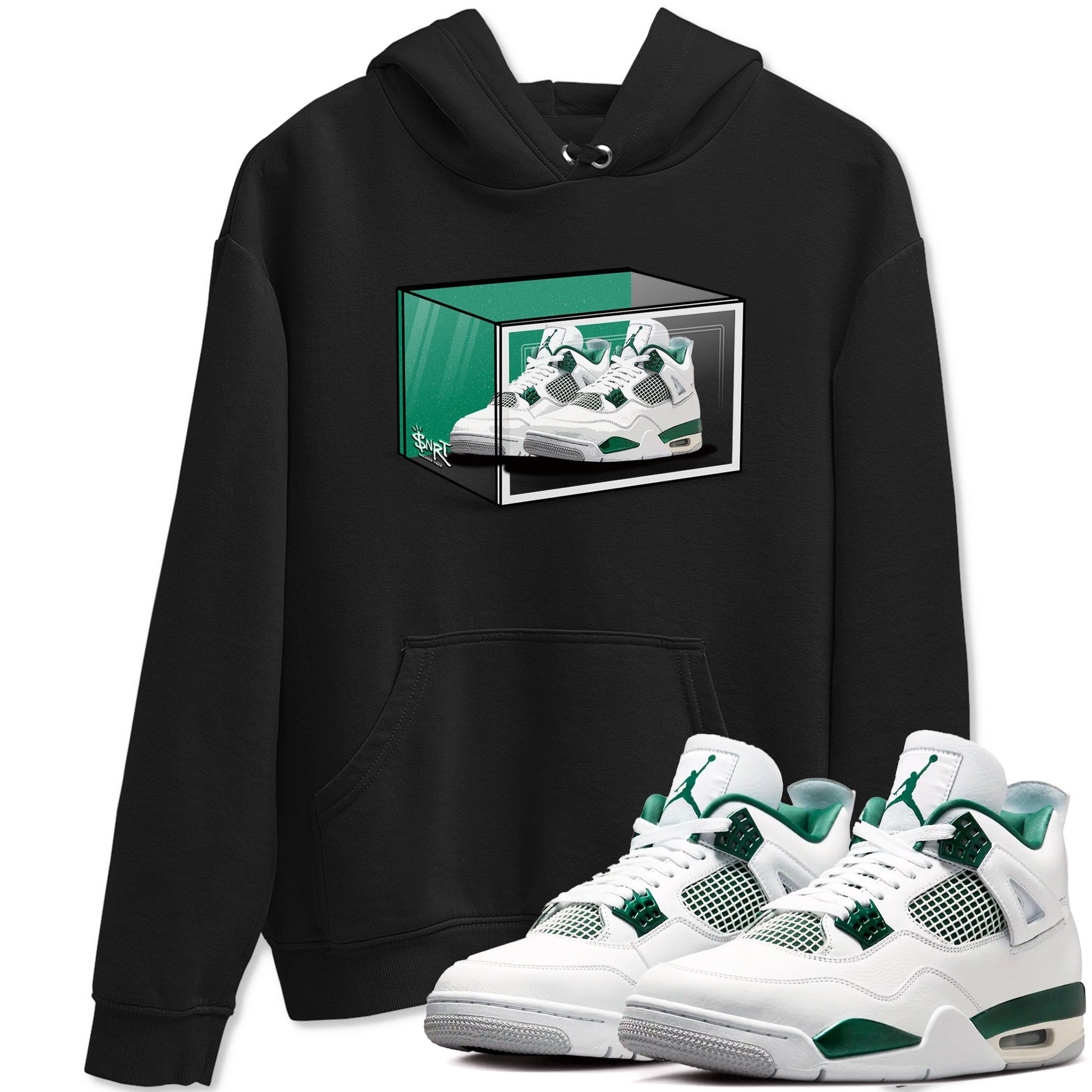 4s Oxidized Green shirts to match jordans Shoe Box sneaker match tees Air Jordan 4 Oxidized Green SNRT Sneaker Tees streetwear brand Black 1 unisex cotton tee