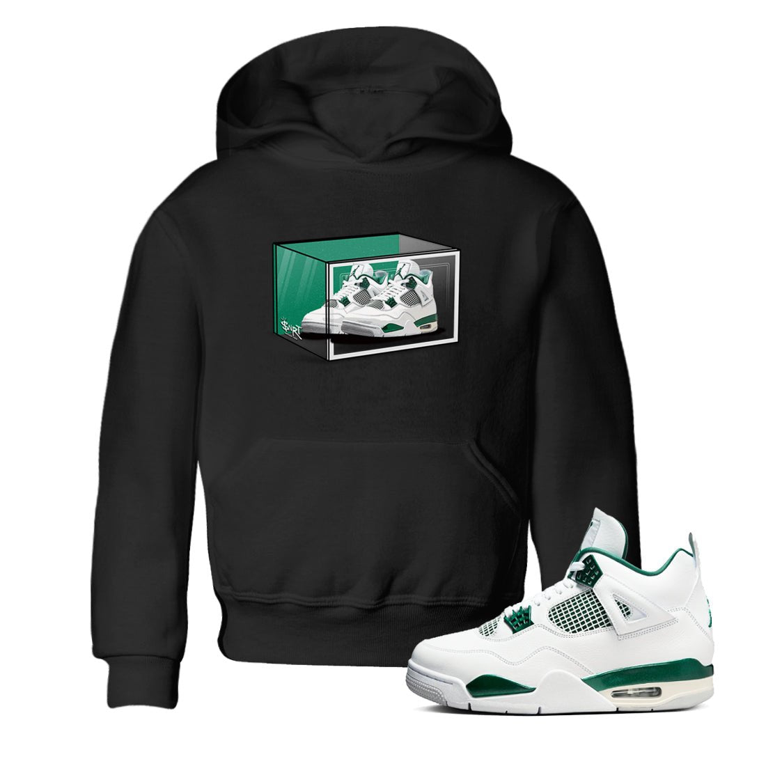 4s Oxidized Green shirts to match jordans Shoe Box sneaker match tees Air Jordan 4 Oxidized Green SNRT Sneaker Tees streetwear brand Baby and Youth Black 1 cotton tee