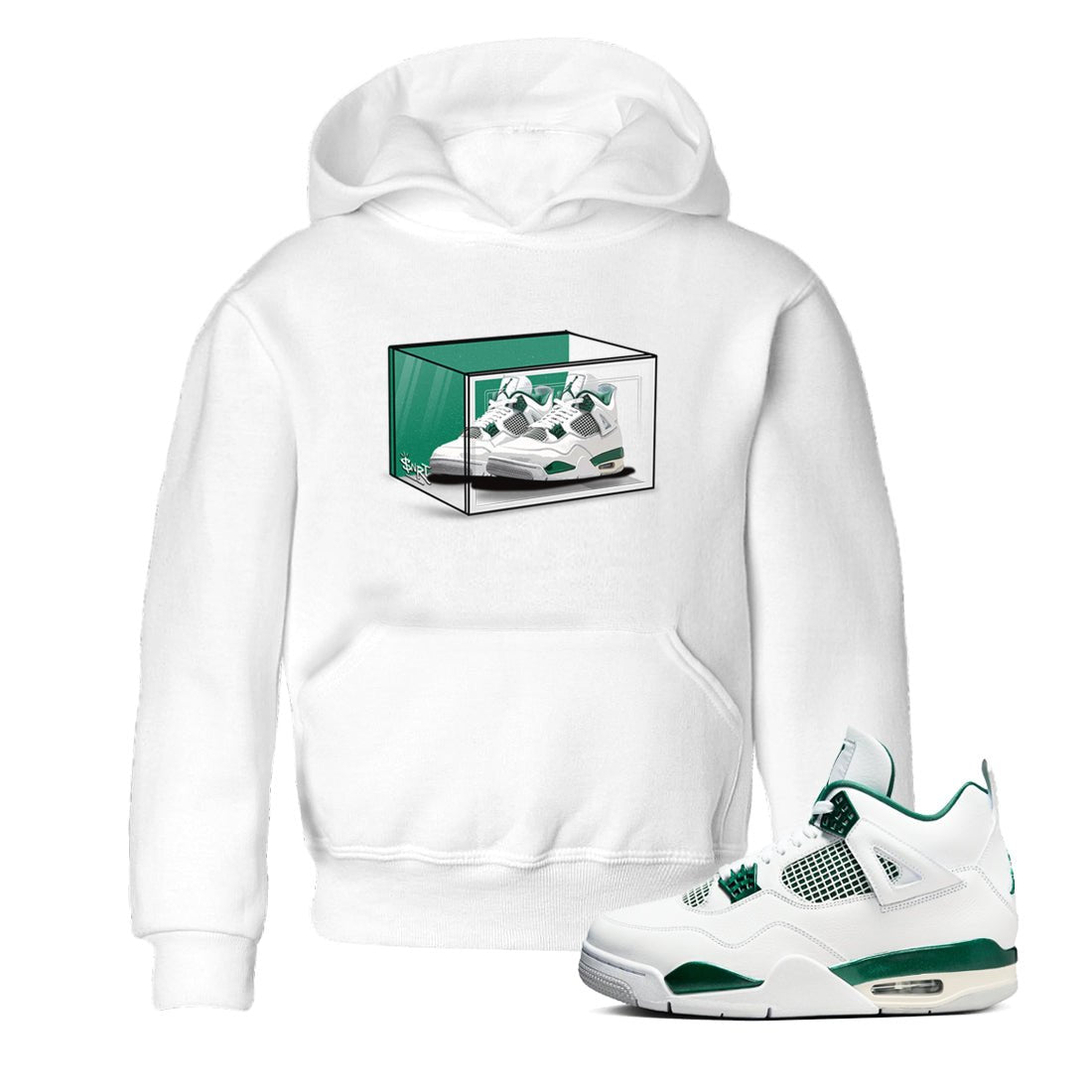 4s Oxidized Green shirts to match jordans Shoe Box sneaker match tees Air Jordan 4 Oxidized Green SNRT Sneaker Tees streetwear brand Baby and Youth White 1 cotton tee