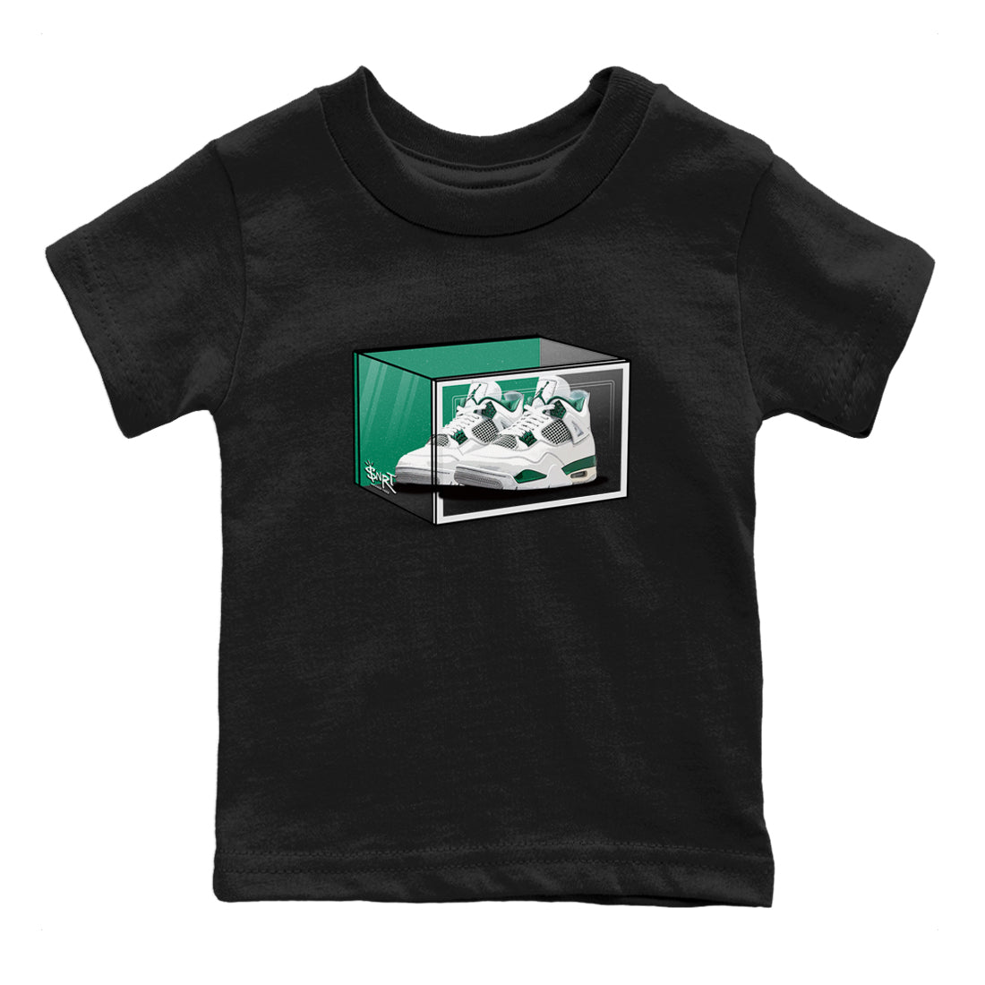 4s Oxidized Green shirts to match jordans Shoe Box sneaker match tees Air Jordan 4 Oxidized Green SNRT Sneaker Tees streetwear brand Baby and Youth Black 2 cotton tee