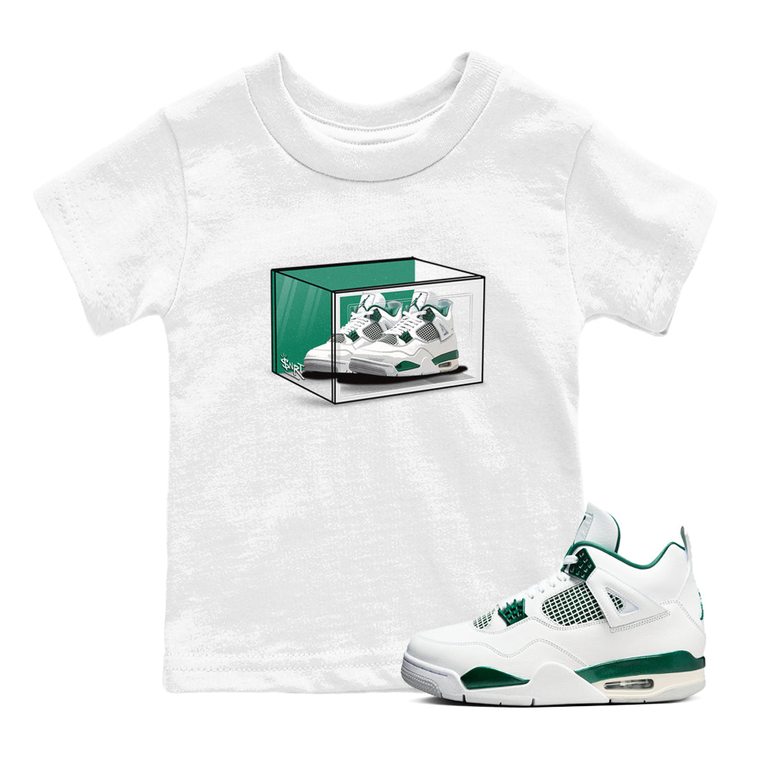 4s Oxidized Green shirts to match jordans Shoe Box sneaker match tees Air Jordan 4 Oxidized Green SNRT Sneaker Tees streetwear brand Baby and Youth White 1 cotton tee