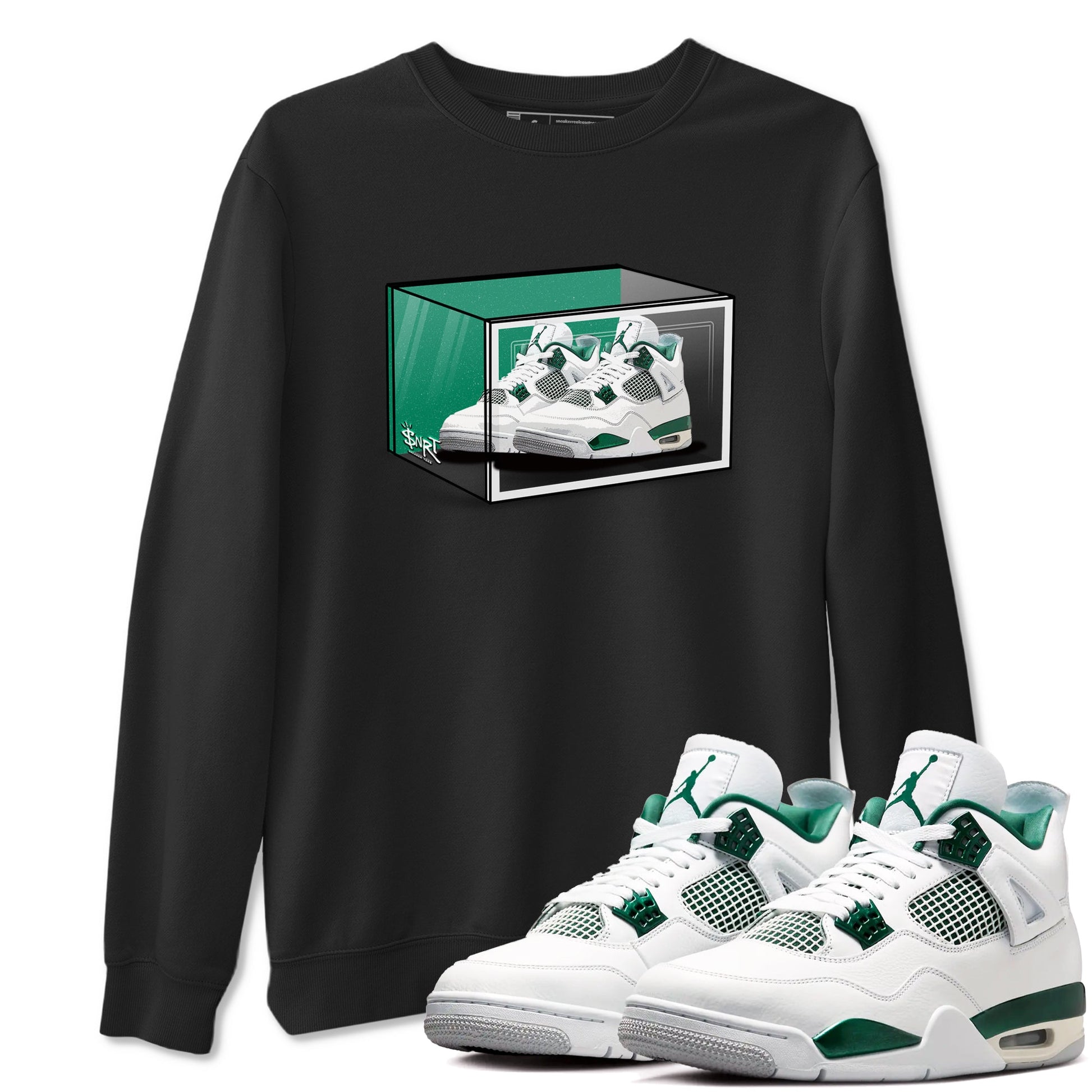 4s Oxidized Green shirts to match jordans Shoe Box sneaker match tees Air Jordan 4 Oxidized Green SNRT Sneaker Tees streetwear brand Black 1 unisex cotton tee