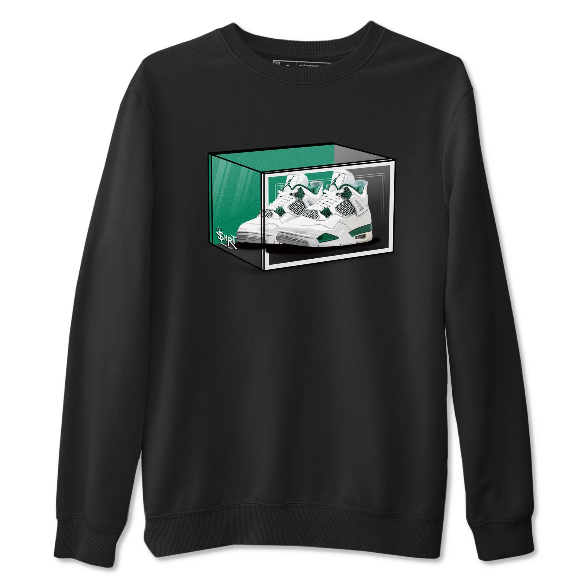 4s Oxidized Green shirts to match jordans Shoe Box sneaker match tees Air Jordan 4 Oxidized Green SNRT Sneaker Tees streetwear brand Black 2 unisex cotton tee