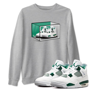 4s Oxidized Green shirts to match jordans Shoe Box sneaker match tees Air Jordan 4 Oxidized Green SNRT Sneaker Tees streetwear brand Heather Grey 1 unisex cotton tee