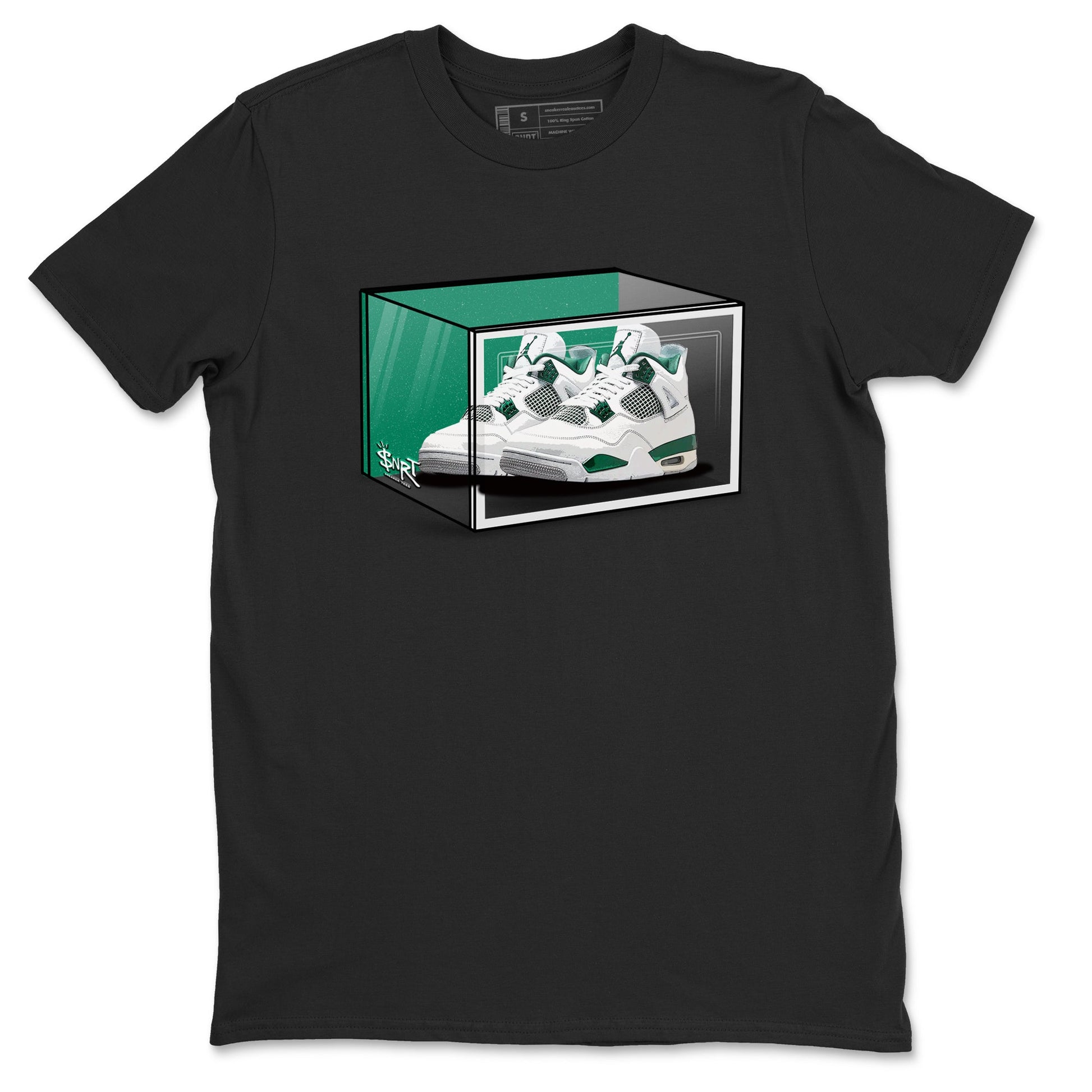 4s Oxidized Green shirts to match jordans Shoe Box sneaker match tees Air Jordan 4 Oxidized Green SNRT Sneaker Tees streetwear brand Black 2 unisex cotton tee