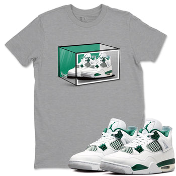 4s Oxidized Green shirts to match jordans Shoe Box sneaker match tees Air Jordan 4 Oxidized Green SNRT Sneaker Tees streetwear brand Heather Grey 1 unisex cotton tee