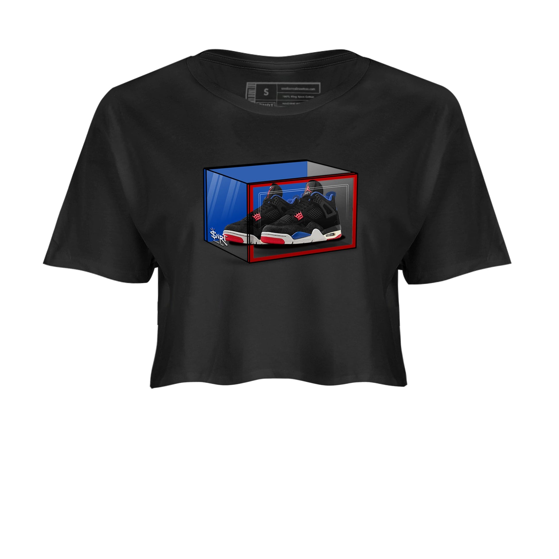 Sneaker match tees – Sneaker Tees To Match Jordan 4 Retro Rare Air Shoes – Shoe Box Crop T-Shirt Black 2
