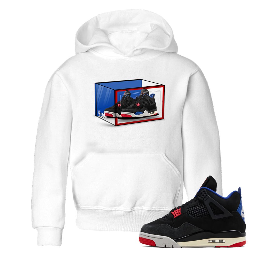 Sneaker match tees – Sneaker Tees To Match Jordan 4 Retro Rare Air Shoes – Shoe Box Kids T-Shirt White 1