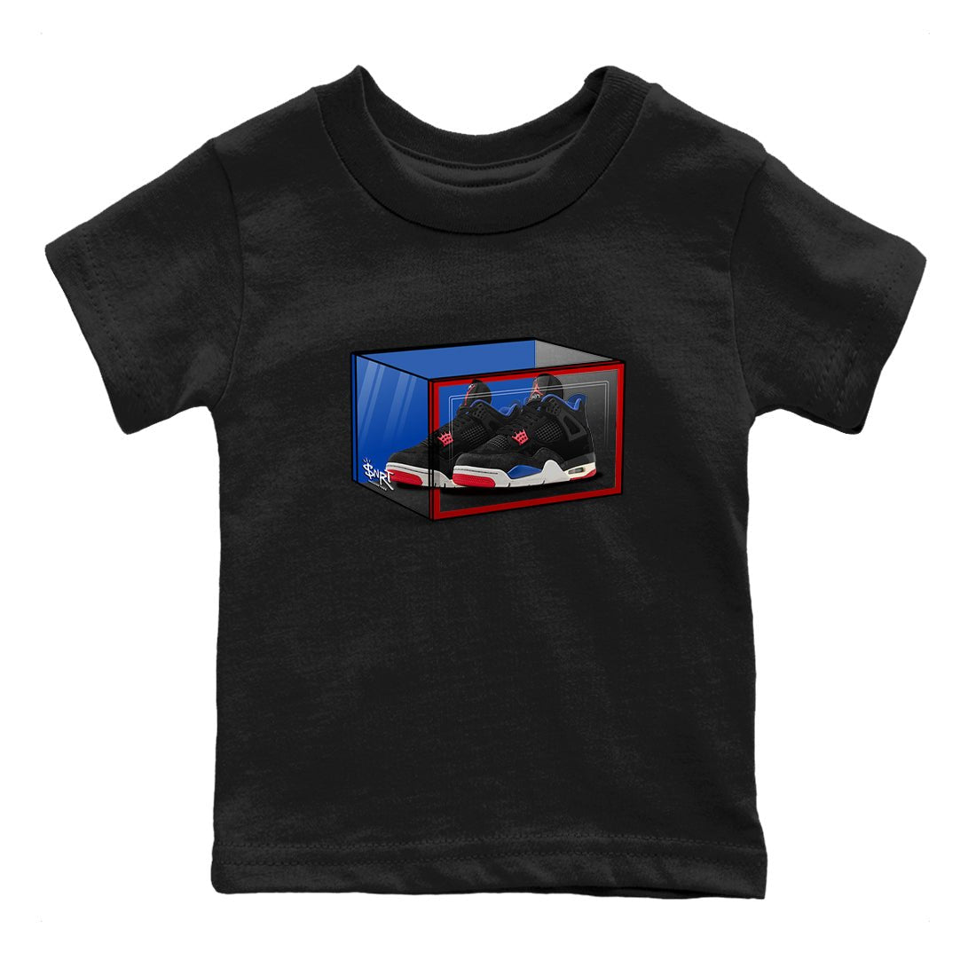 Sneaker match tees – Sneaker Tees To Match Jordan 4 Retro Rare Air Shoes – Shoe Box Kids T-Shirt Black 2