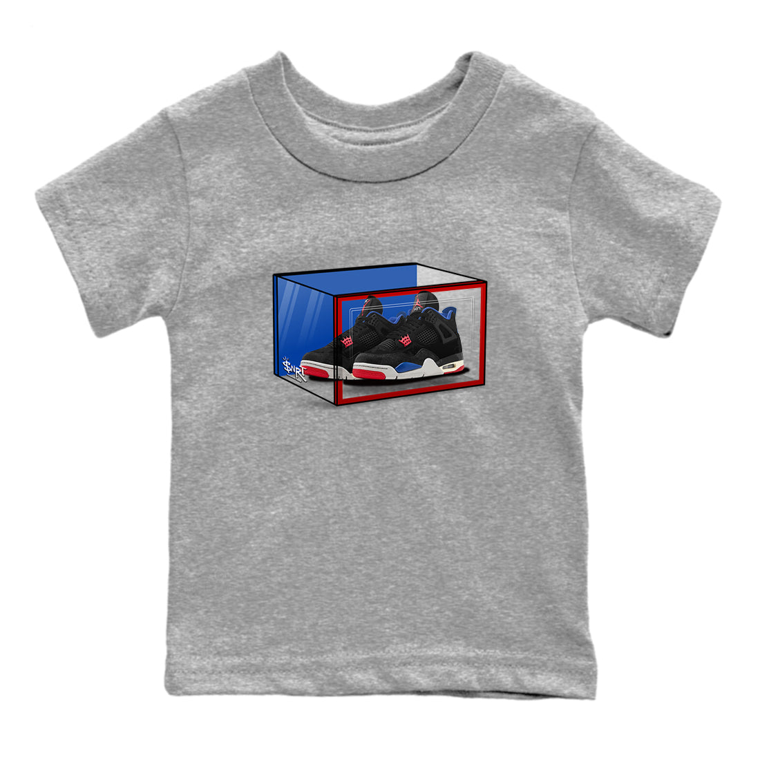 Sneaker match tees – Sneaker Tees To Match Jordan 4 Retro Rare Air Shoes – Shoe Box Kids T-Shirt Heather Grey 2