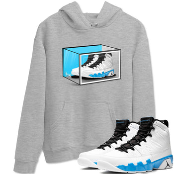 AJ9 Powder Blue shirt to match jordans Shoe Box sneaker tees Air Jordan 9 Retro Powder Blue SNRT Sneaker Release Tees unisex cotton Heather Grey 1 crew neck shirt