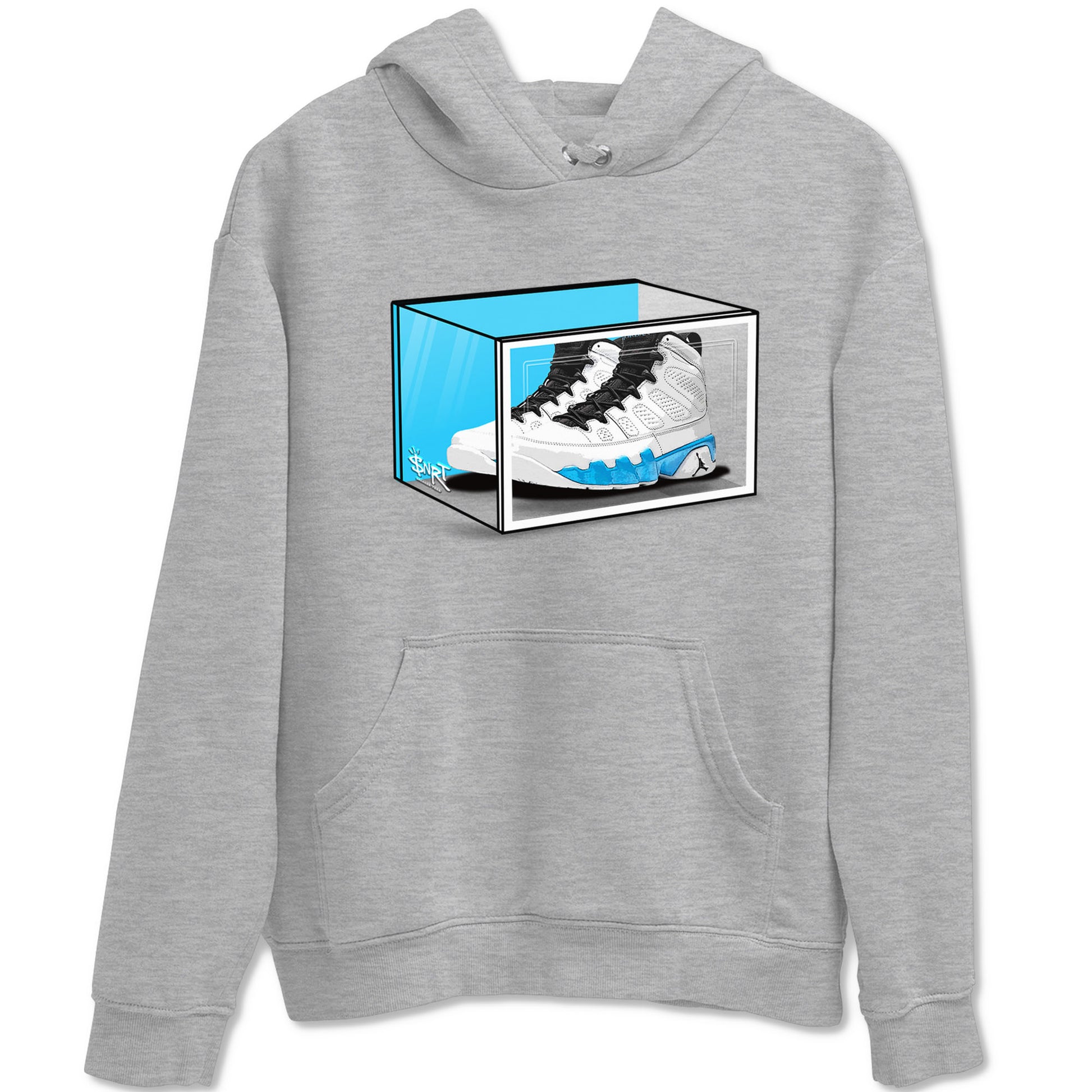 AJ9 Powder Blue shirt to match jordans Shoe Box sneaker tees Air Jordan 9 Retro Powder Blue SNRT Sneaker Release Tees unisex cotton Heather Grey 2 crew neck shirt