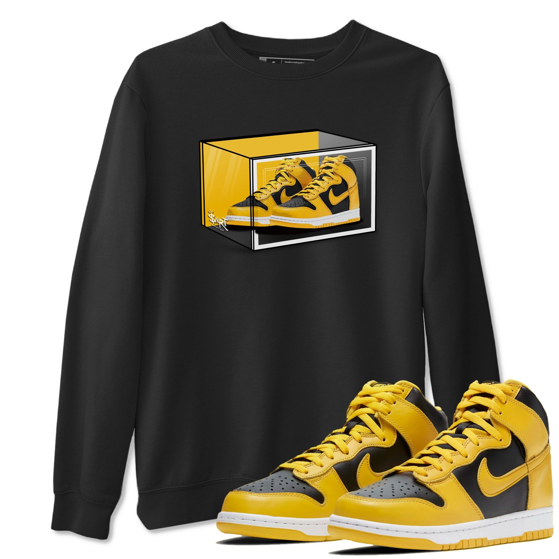 Dunk High Pollen Shirts To Match Jordans Shoe Box sneaker match tees Dunk High Iowa Tee SNRT Sneaker Release Tees unisex cotton Black 1 crew neck shirts