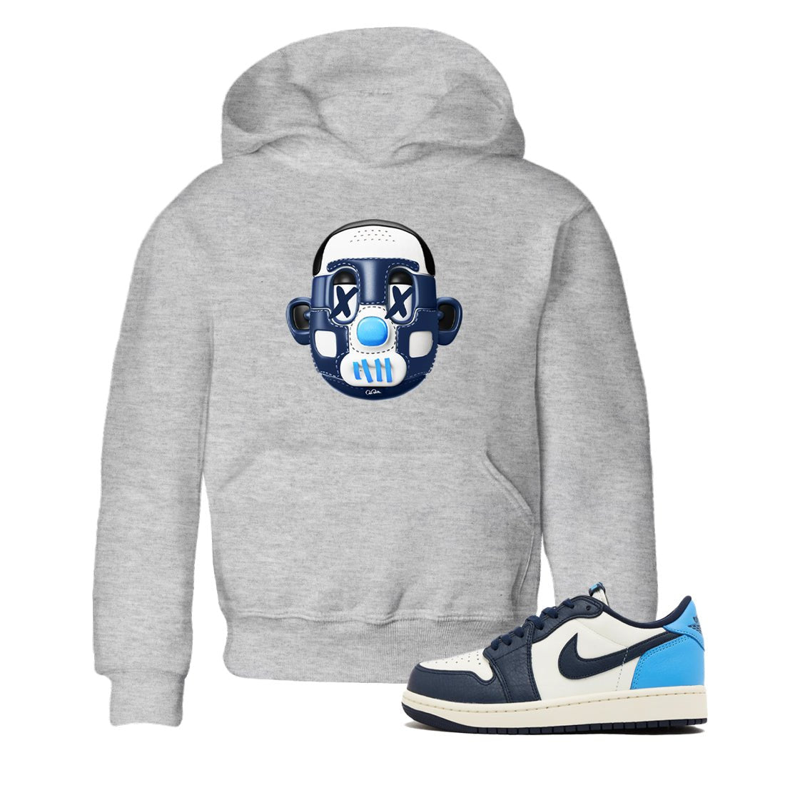 1s Obsidian shirts to match jordans Shoe Head sneaker match tees Air Jordan 1 Low OG Obsidian match shoes to clothes SNRT Sneaker Tees Youth Baby Heather Grey 1 tee