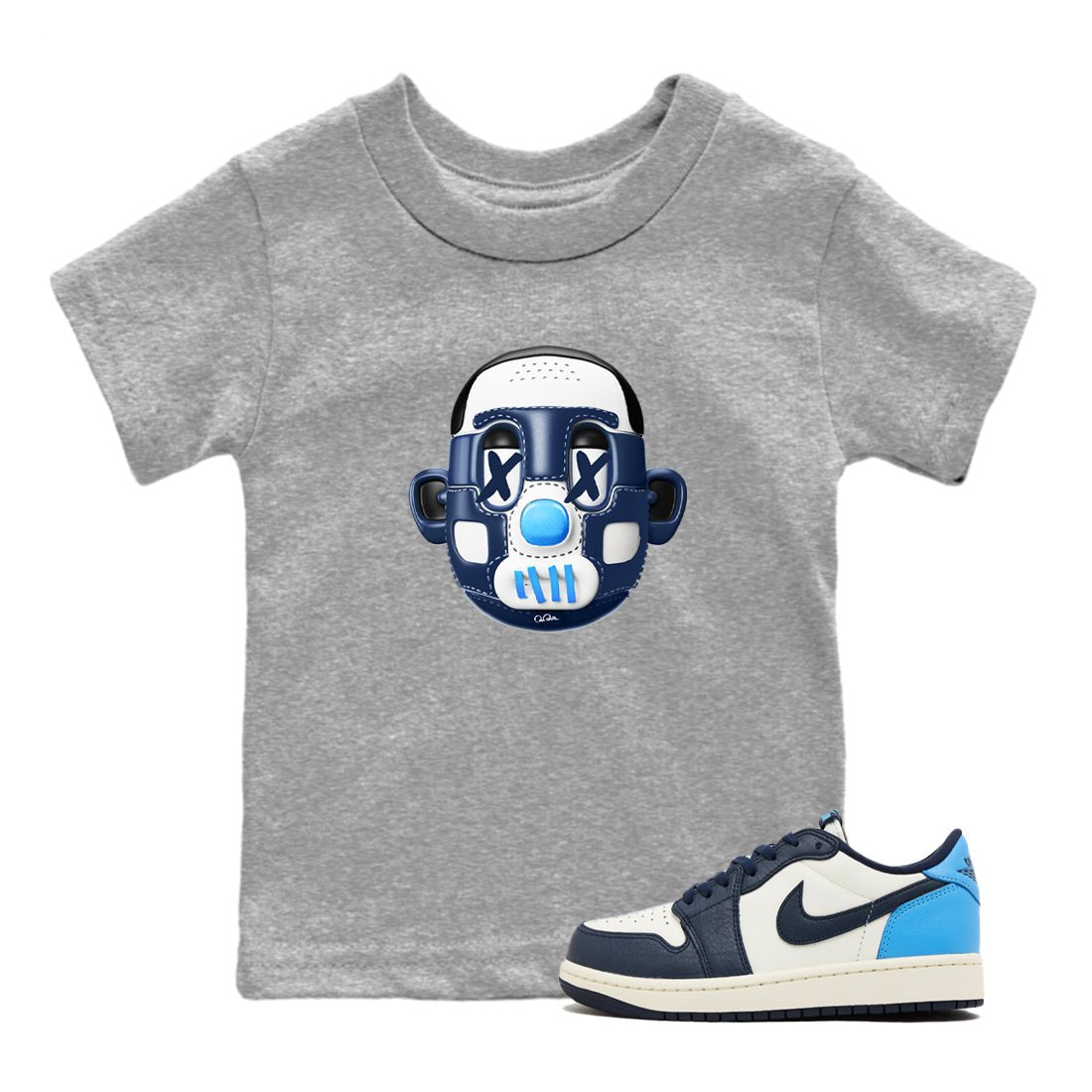 1s Obsidian shirts to match jordans Shoe Head sneaker match tees Air Jordan 1 Low OG Obsidian match shoes to clothes SNRT Sneaker Tees Youth Baby Heather Grey 1 tee