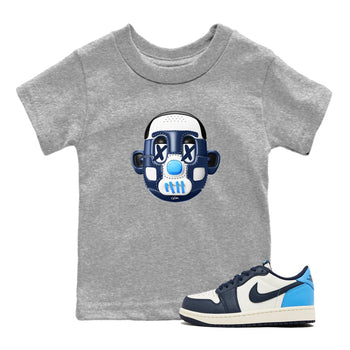 1s Obsidian shirts to match jordans Shoe Head sneaker match tees Air Jordan 1 Low OG Obsidian match shoes to clothes SNRT Sneaker Tees Youth Baby Heather Grey 1 tee