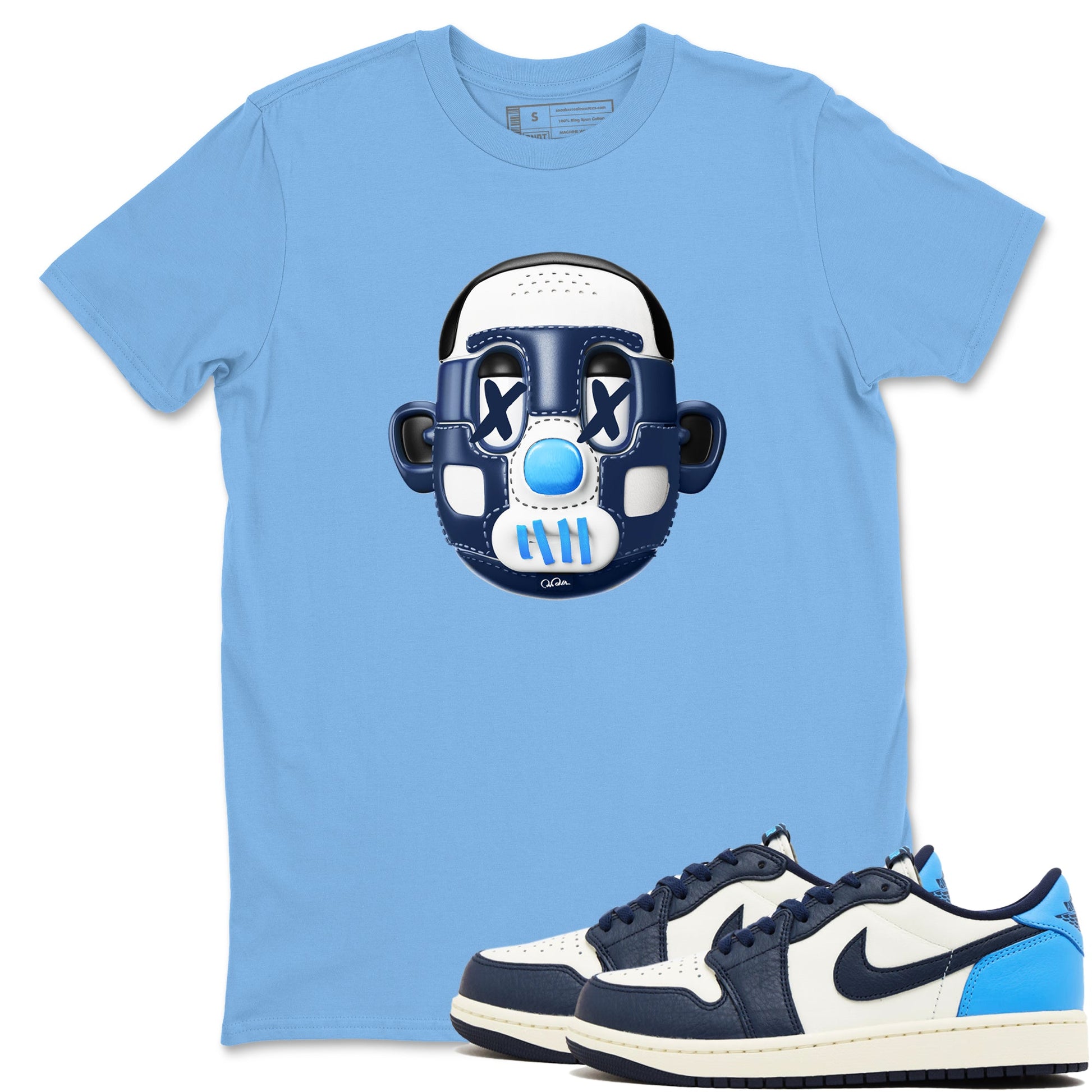 1s Obsidian shirts to match jordans Shoe Head sneaker match tees Air Jordan 1 Low OG Obsidian match shoes to clothes SNRT Sneaker Tees unisex cotton Carolina Blue 1 shirts