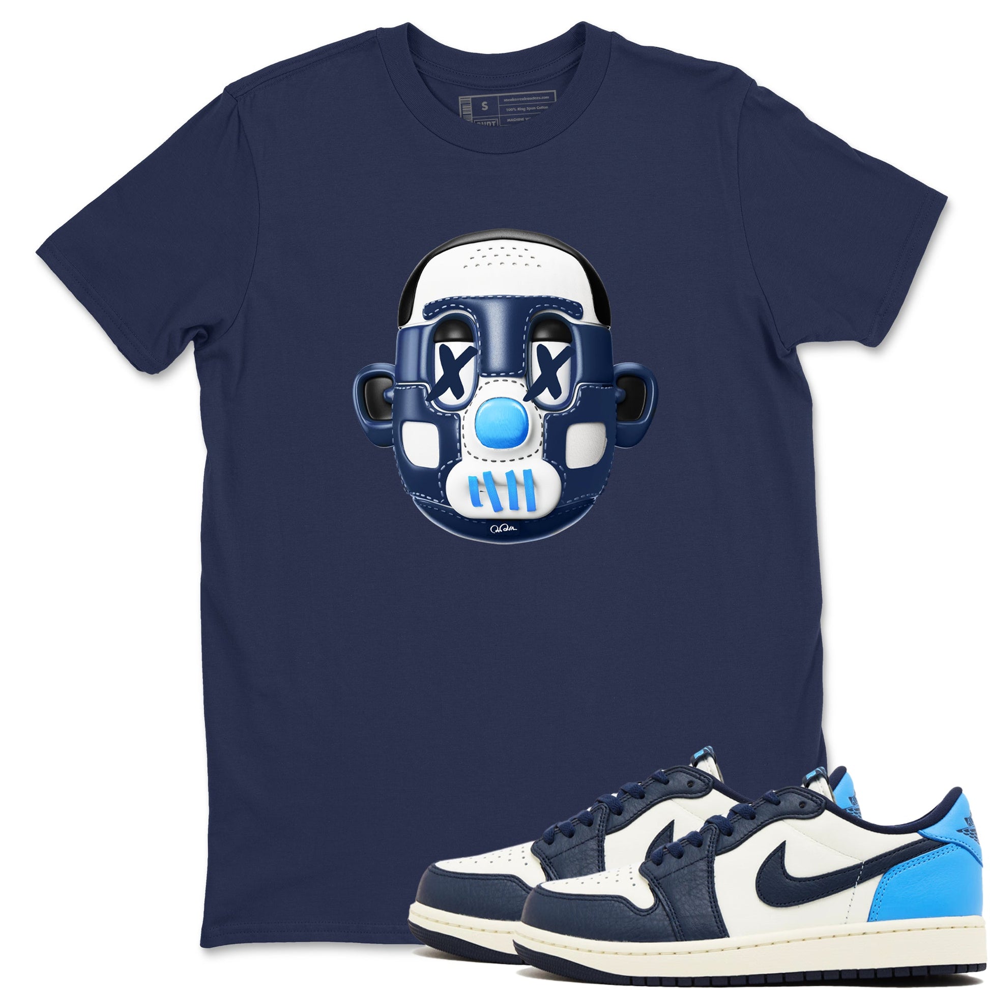 1s Obsidian shirts to match jordans Shoe Head sneaker match tees Air Jordan 1 Low OG Obsidian match shoes to clothes SNRT Sneaker Tees unisex cotton Navy 1 shirts