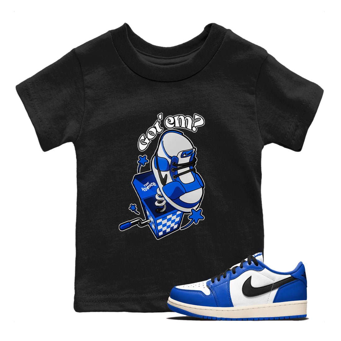 AJ1 Game Royal shirt to match jordans Shoe In The Box sneaker tees Air Jordan 1 Game Royal SNRT sneaker release tees baby toddler Black 1 cotton Shirt